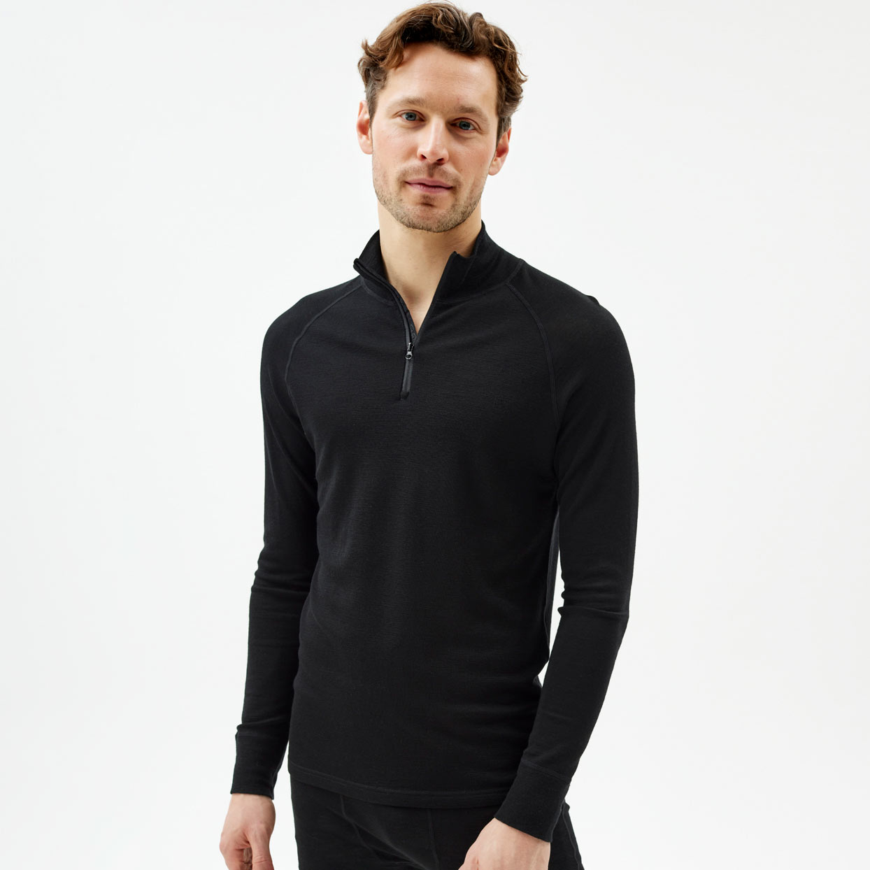 Ulltröja med zip herr, Jet Black, hi-res